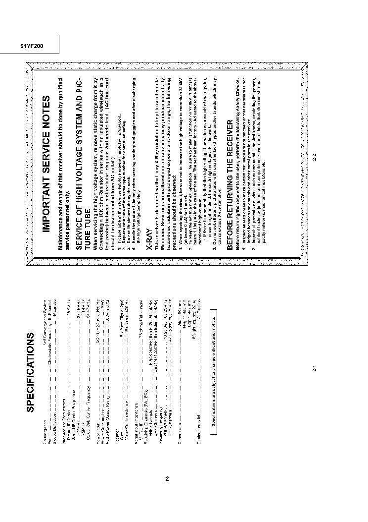 SHARP GA2 CHASSIS 21YF200 service manual (2nd page)