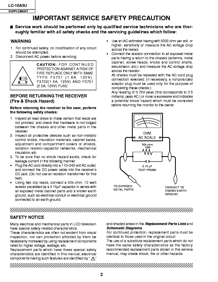SHARP LC-10A3U SUPP service manual (2nd page)