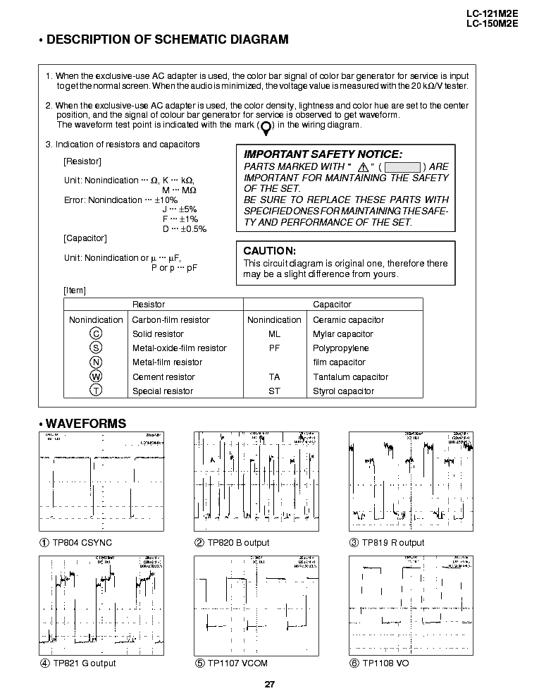 SHARP LC-121M2E,LC-150M2E service manual (1st page)