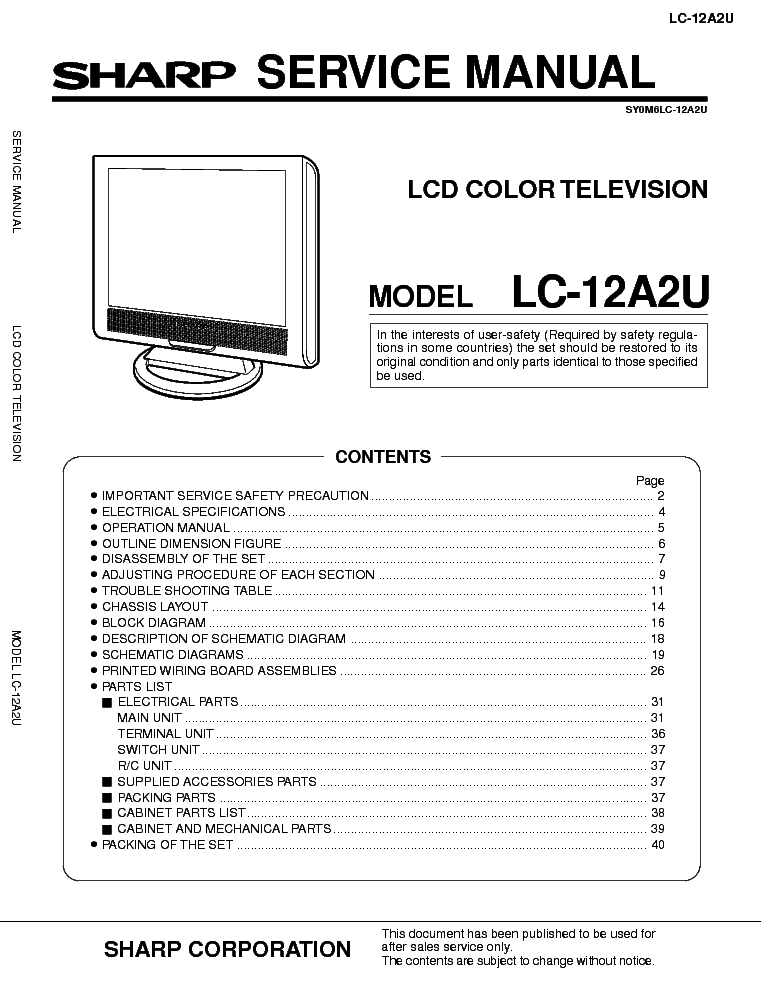SHARP LC-12A2U service manual