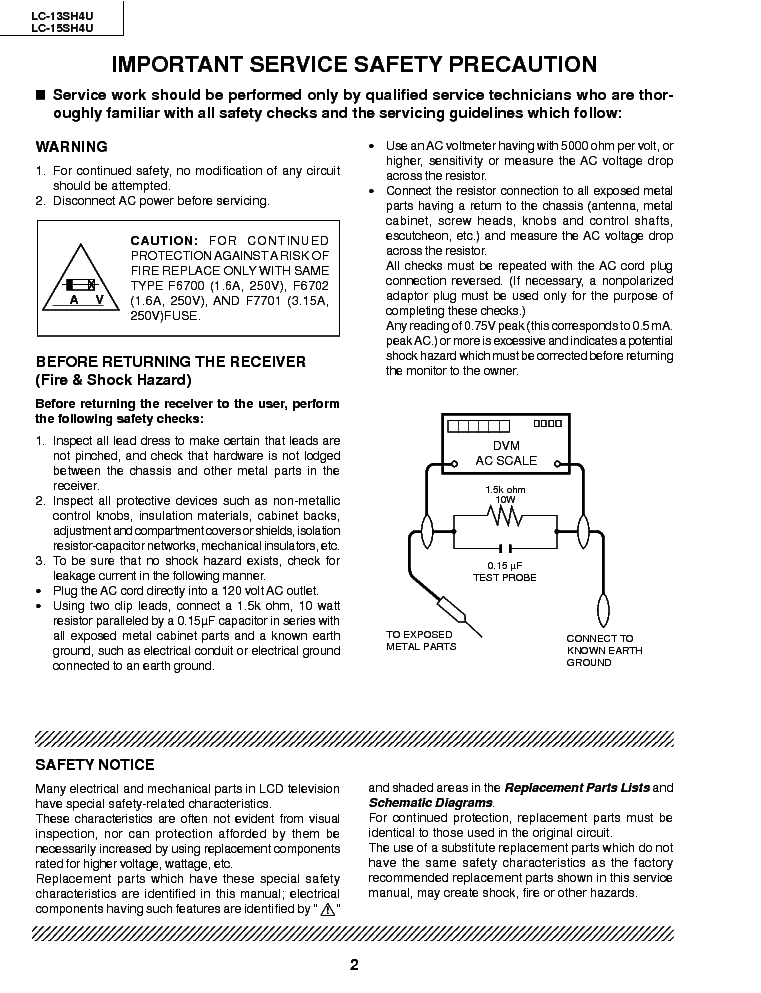 SHARP LC-13-15SH4U service manual (2nd page)