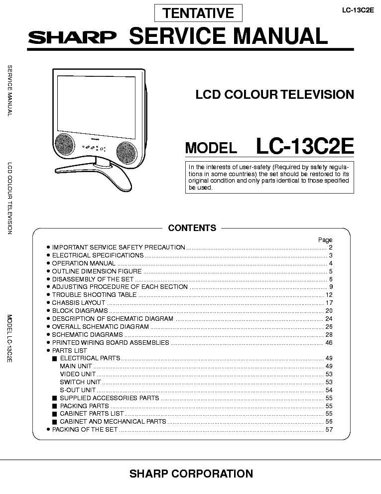SHARP LC-13C2E SM service manual (1st page)