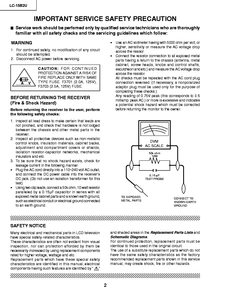 SHARP LC-15B2U SM service manual (2nd page)