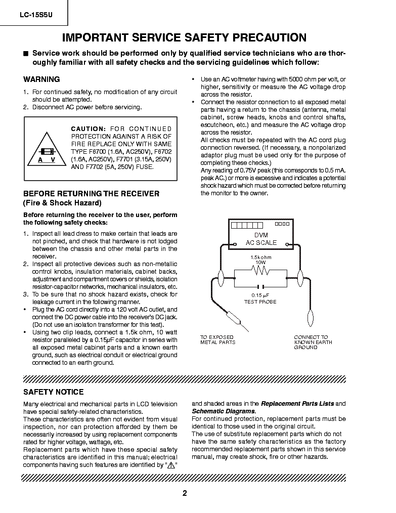 SHARP LC-15S5U service manual (2nd page)