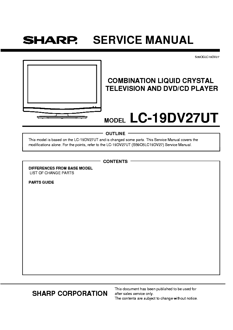 SHARP LC-19DV27UT SUPP service manual (1st page)