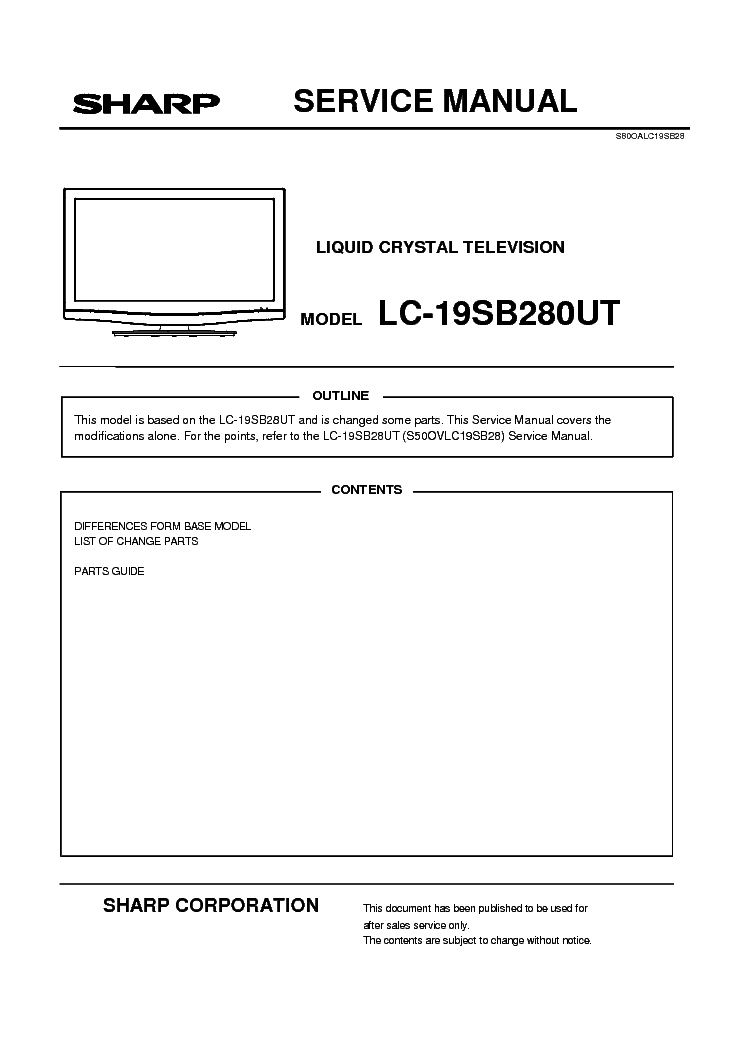 SHARP LC-19SB280UT service manual (1st page)