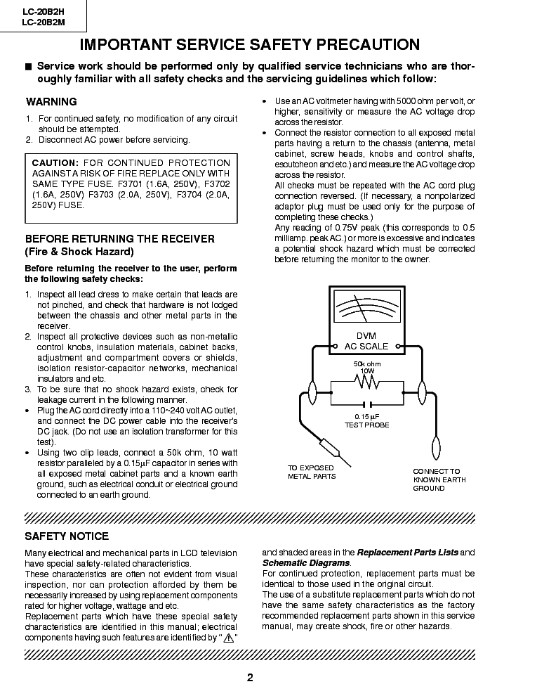 SHARP LC-20B2H,LC-20B2M service manual (2nd page)