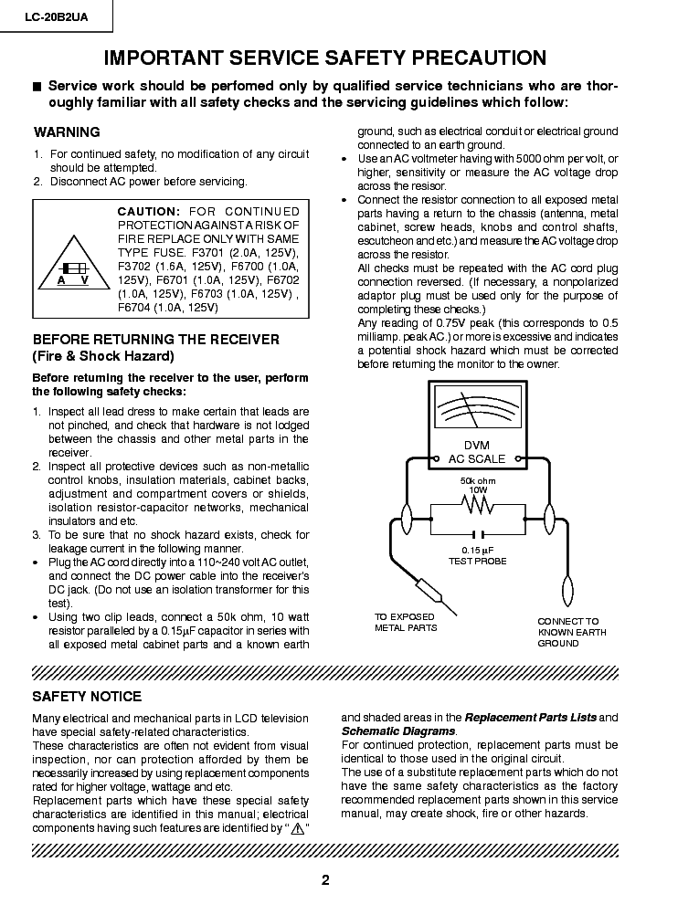 SHARP LC-20B2UA SM service manual (2nd page)