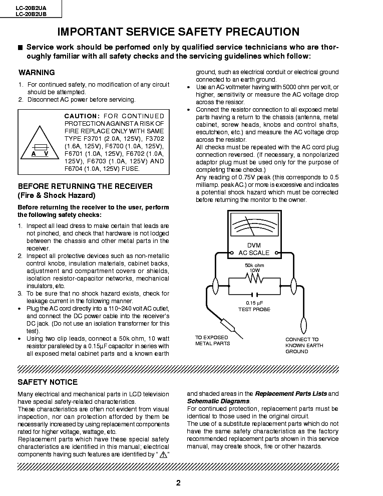 SHARP LC-20B2UB 20B2UA service manual (2nd page)