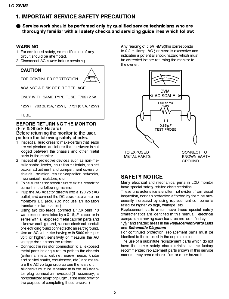 SHARP LC-20VM2 service manual (2nd page)