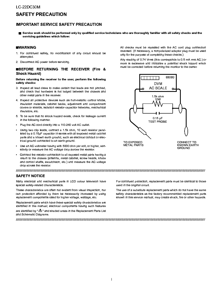SHARP LC-22DC30M service manual (2nd page)