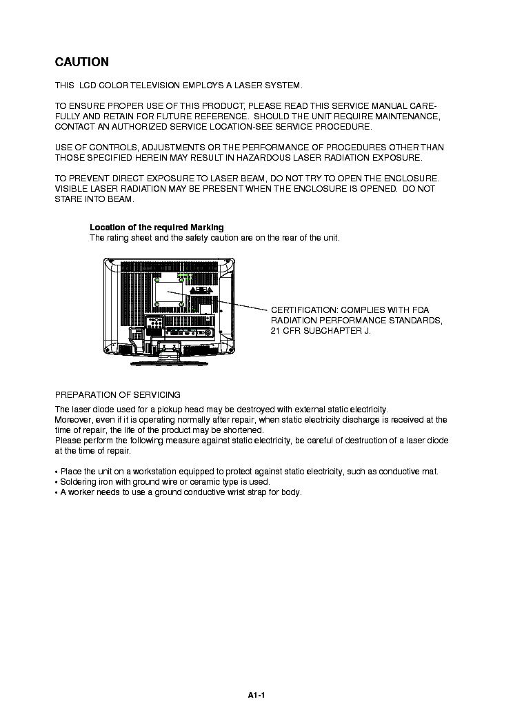 SHARP LC-22DV24U service manual (2nd page)