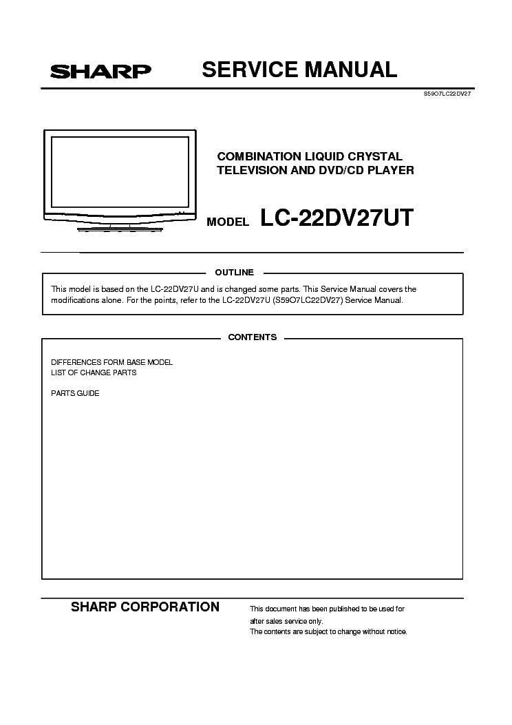 SHARP LC-22DV27UT service manual (1st page)