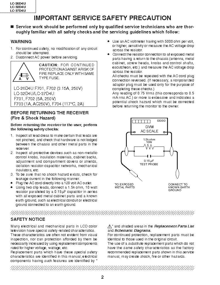 SHARP LC-26-32-34D4U service manual (2nd page)