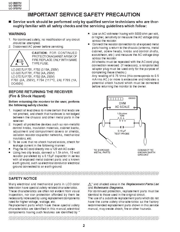 SHARP LC-26-32-37D7U service manual (2nd page)