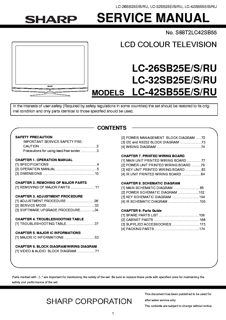 SHARP LC-26-32-42SB55E service manual (1st page)
