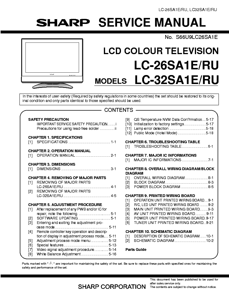 SHARP LC-26-32SA1E SM service manual (1st page)