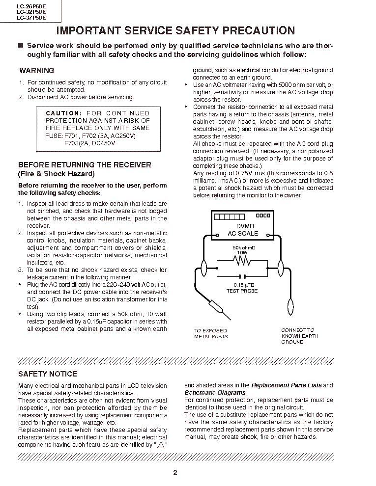 SHARP LC-26 32 37P50E service manual (2nd page)