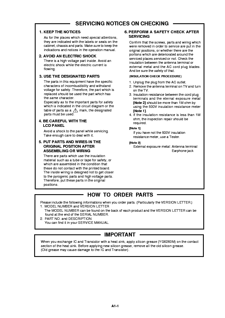 SHARP LC-26DV10U service manual (2nd page)