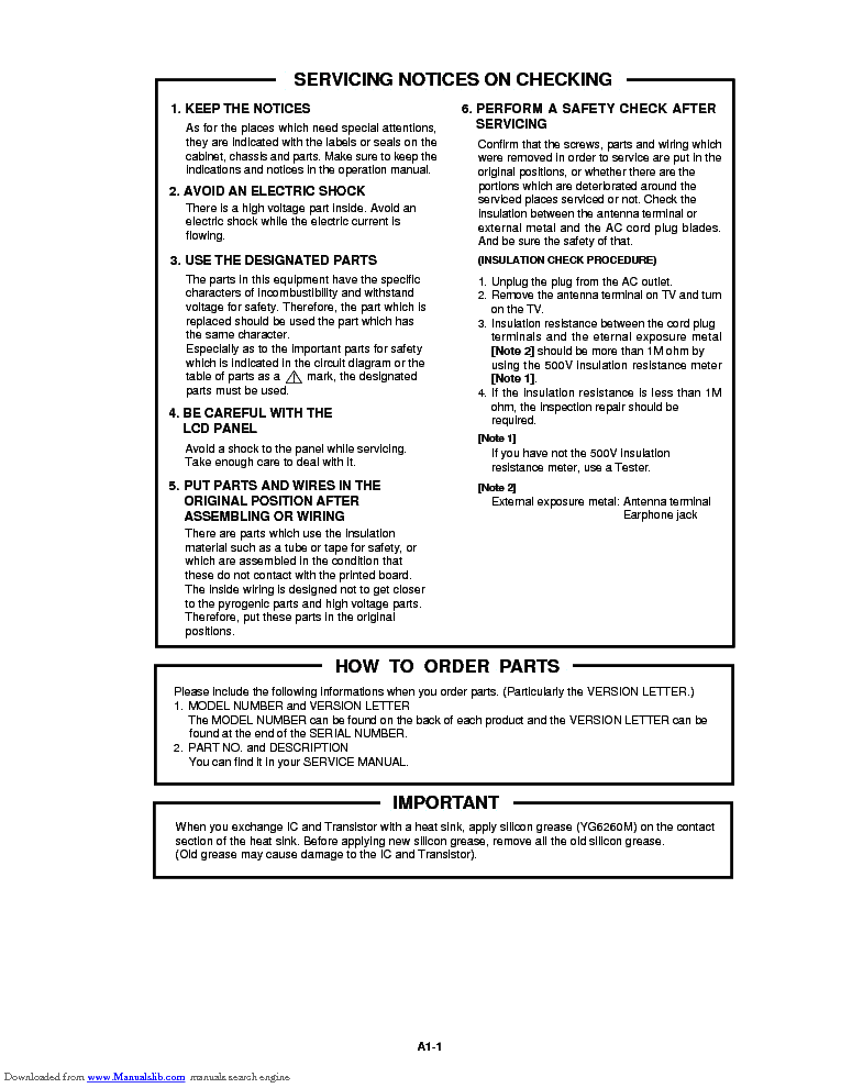 SHARP LC-26DV10U SM service manual (2nd page)