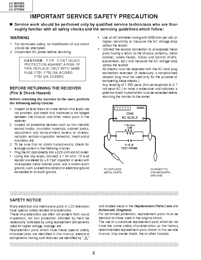 SHARP LC-26P50E,-32P50E,-37P50E SM service manual (2nd page)