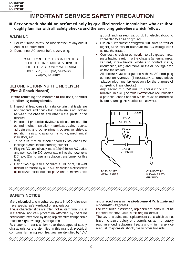 SHARP LC-26P50E 32P50E 37P50E SM service manual (2nd page)