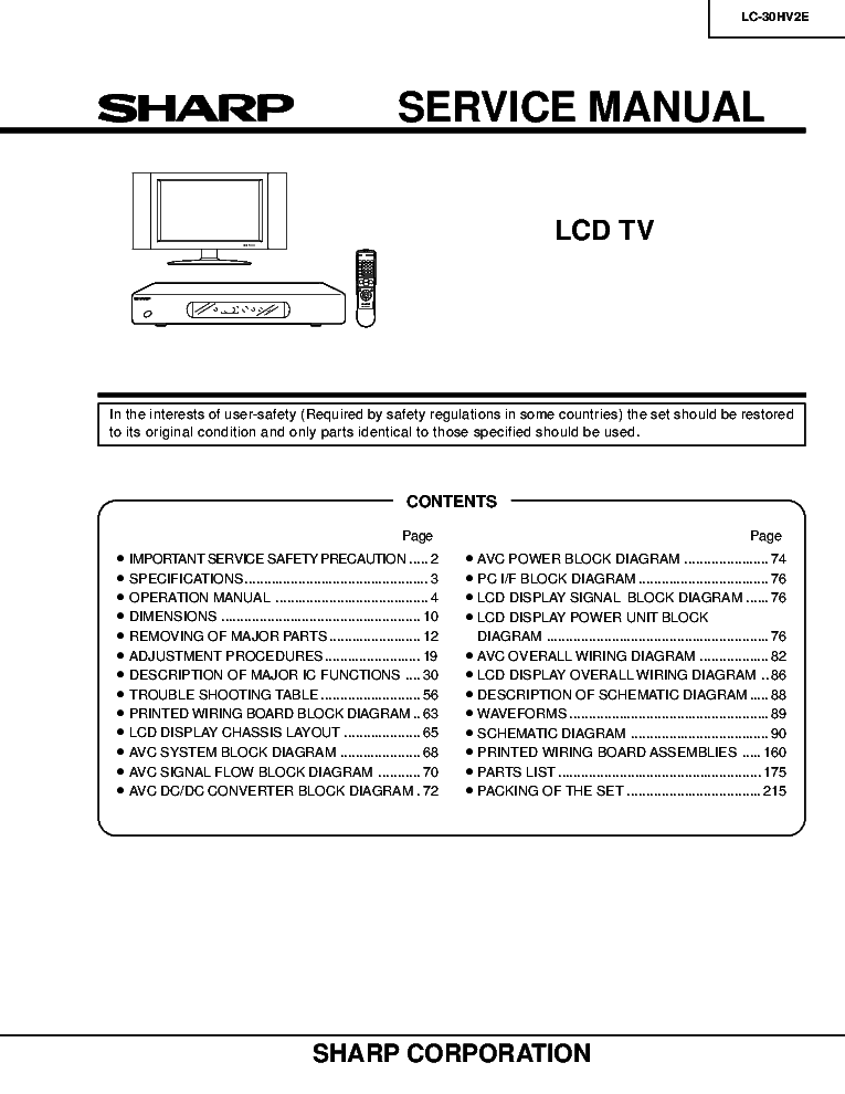 SHARP LC-30HV2E SM 1 service manual (1st page)