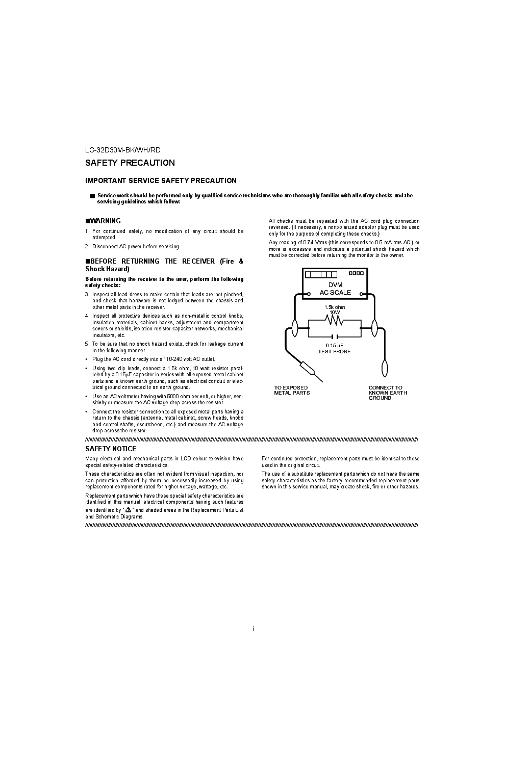 SHARP LC-32D30M-BK WH RD SM service manual (2nd page)