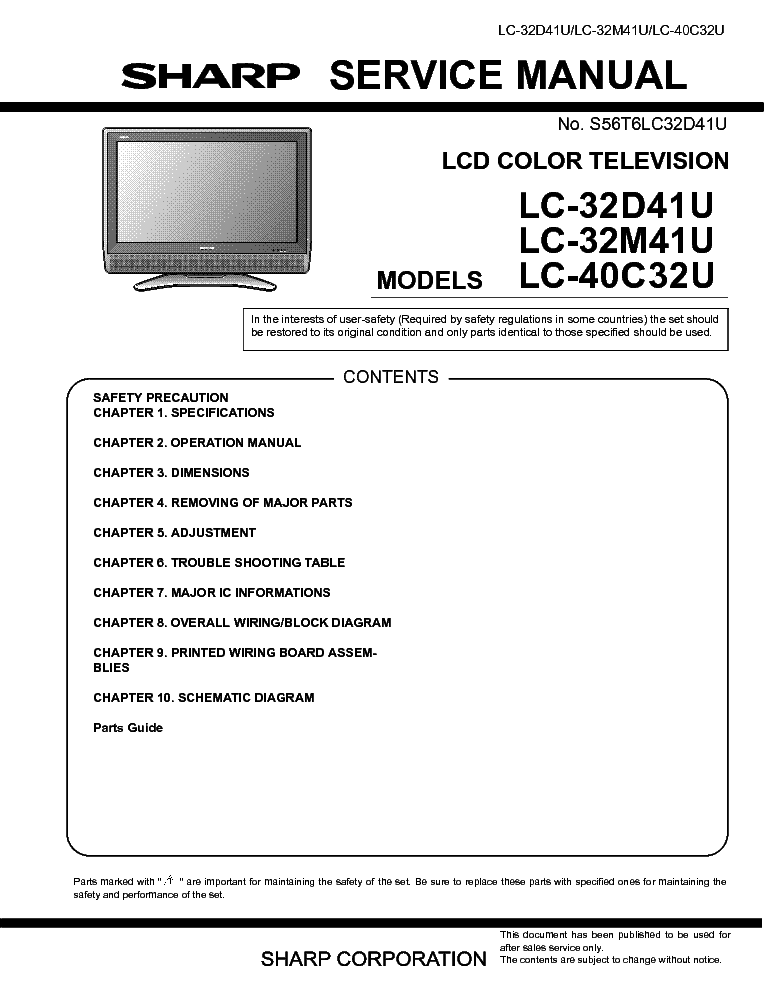 SHARP LC-32D41U M41U 40C32U service manual (1st page)