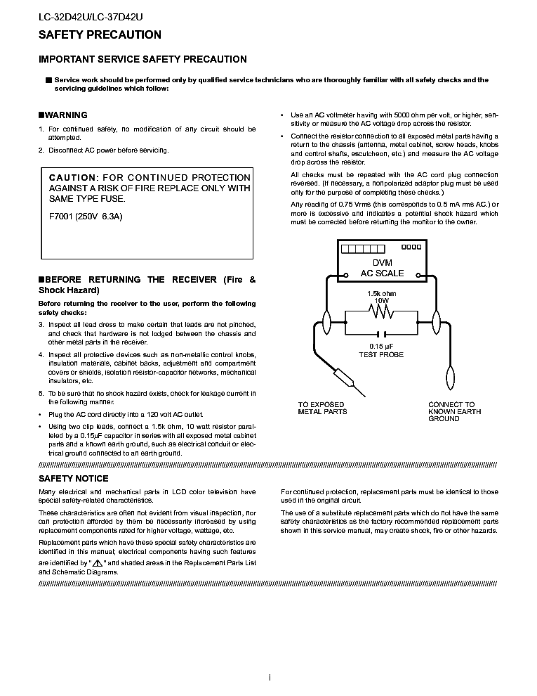 SHARP LC-32D42U LC-37D42U LCD TV SM service manual (2nd page)