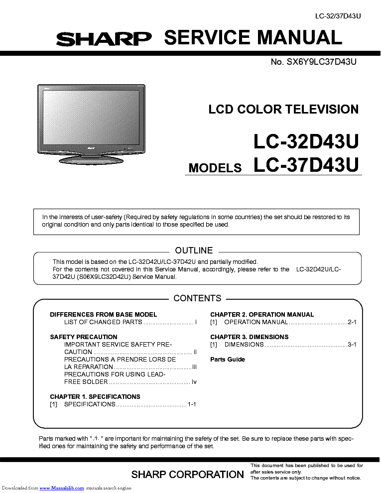 SHARP LC-32D43U LC-37D43U service manual (1st page)