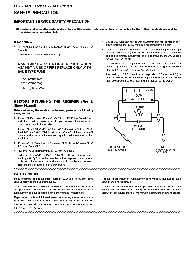 SHARP LC-32D47U 32SB27U C3237U service manual (2nd page)