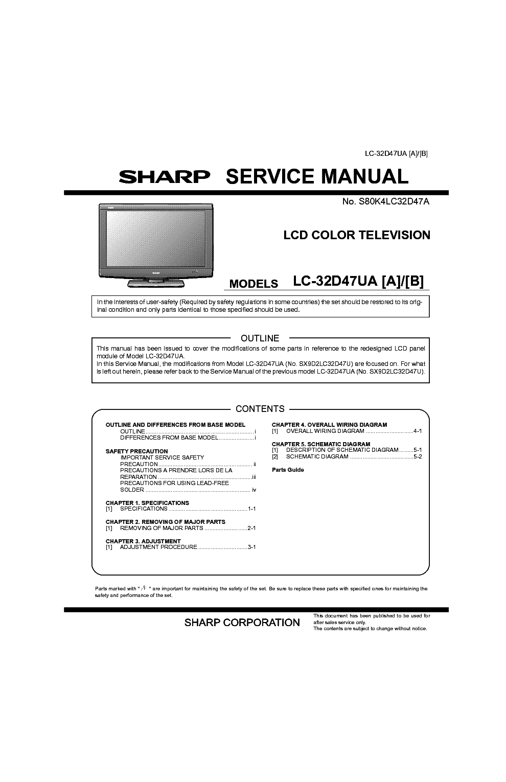 SHARP LC-32D47UA SUPP service manual (1st page)