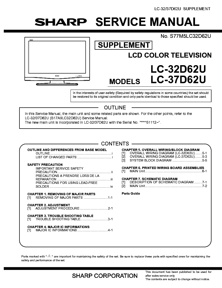 SHARP LC-32D62U LC-37D62U SUPP service manual (1st page)