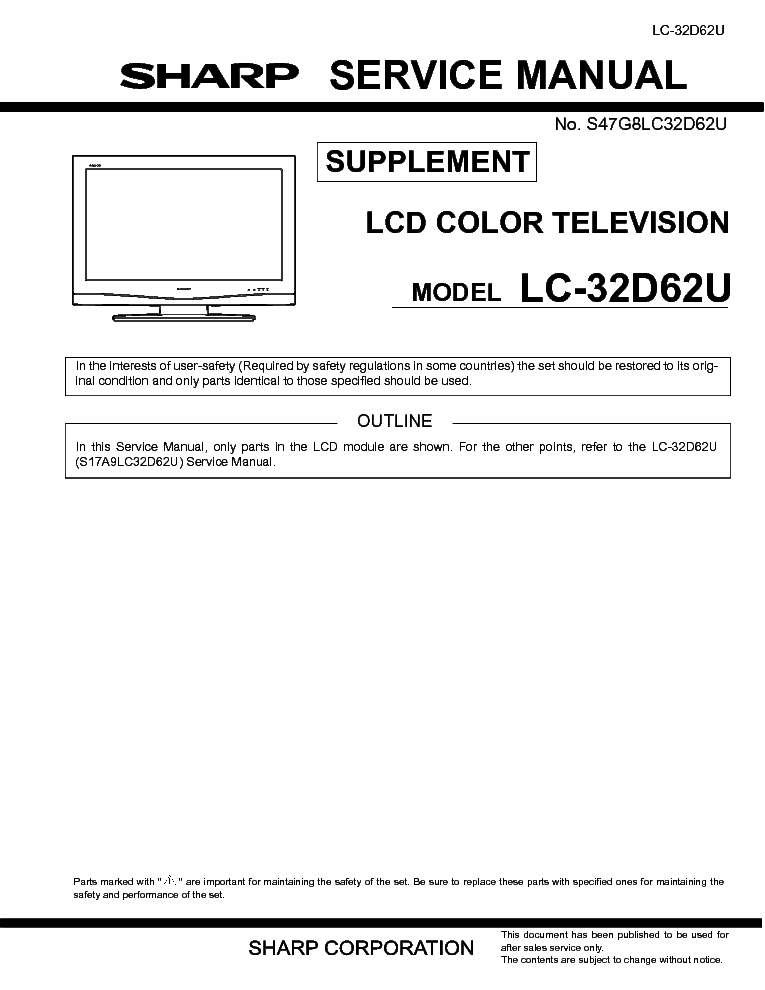 SHARP LC-32D62U SUPP service manual (1st page)