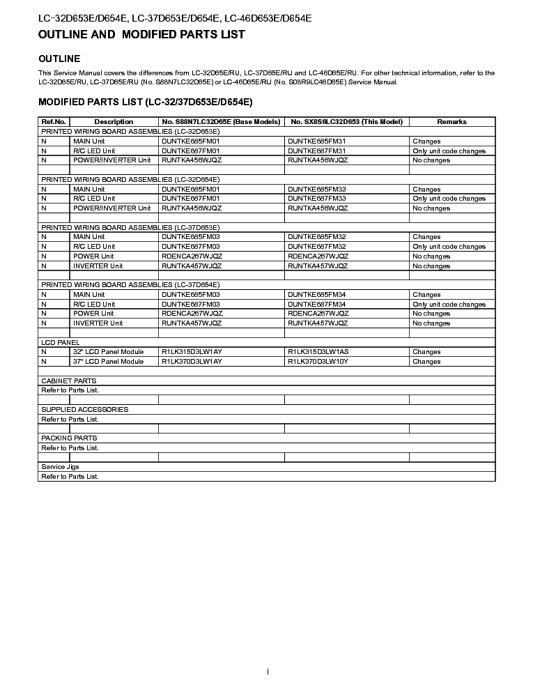 SHARP LC-32D653E LC-32D654E LC-37D653E LC-37D654E LC-46D653E LC-46D654E service manual (2nd page)