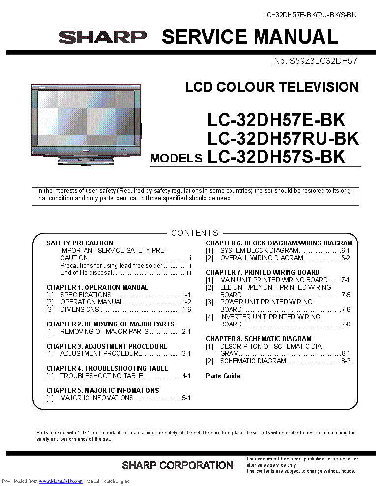 SHARP LC-32DH57E-BK 32DH57RU-BK 32DH57S-BK SM service manual (1st page)