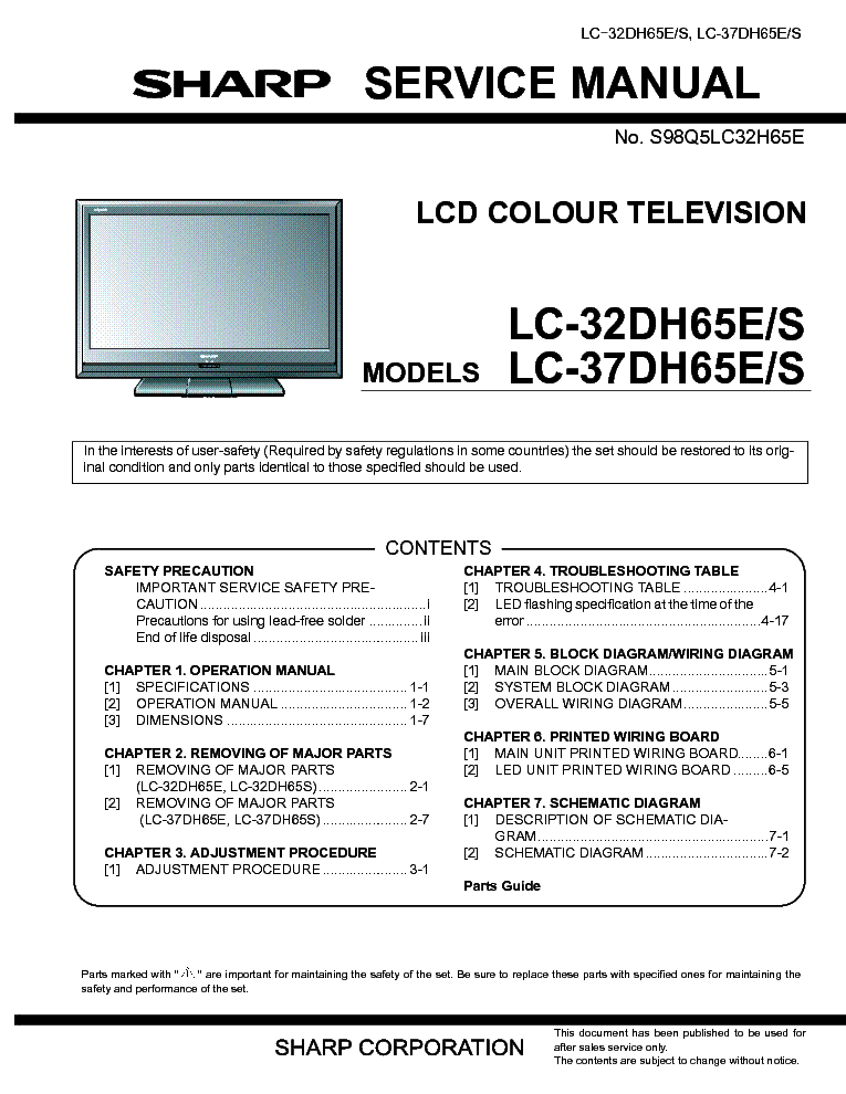 SHARP LC-32DH65E LC-37DH65E SM service manual (1st page)