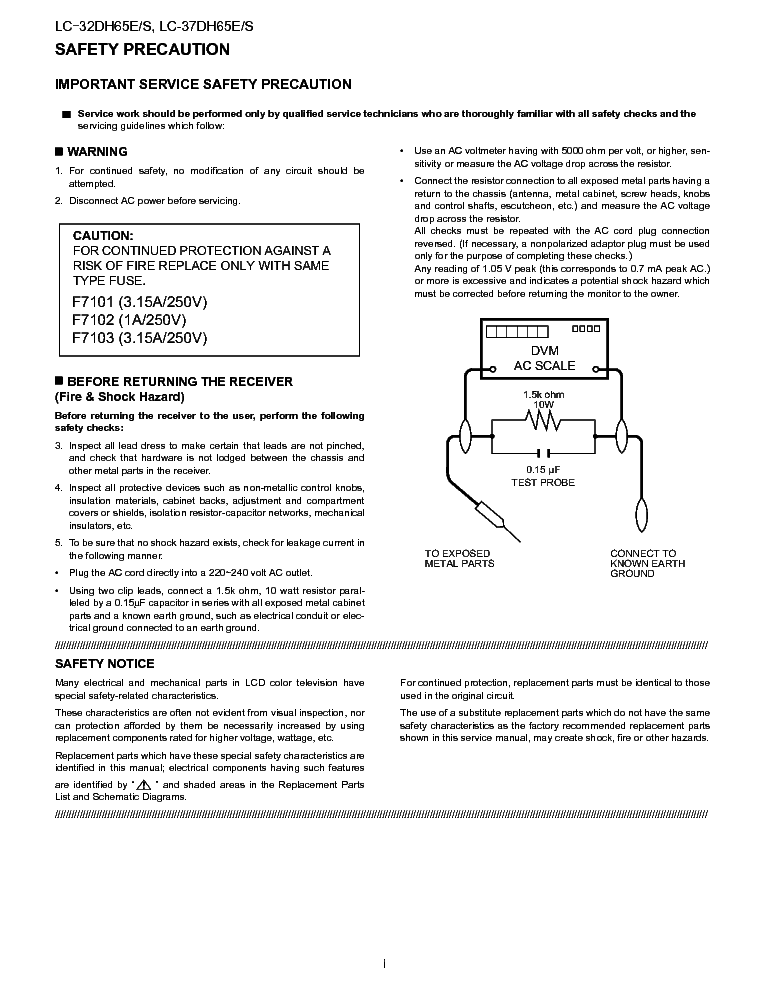 SHARP LC-32DH65E LC-37DH65E SM service manual (2nd page)