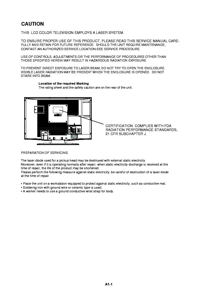 SHARP LC-32DV28UT service manual (2nd page)
