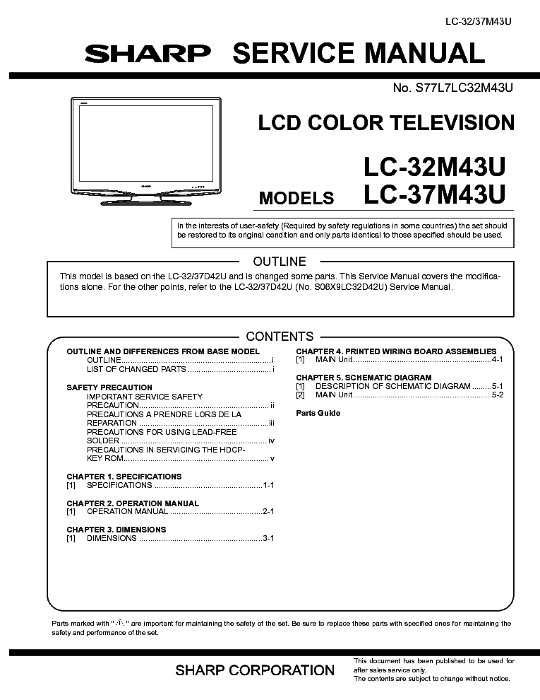 SHARP LC-32M43U LC-37M43U SM service manual (1st page)