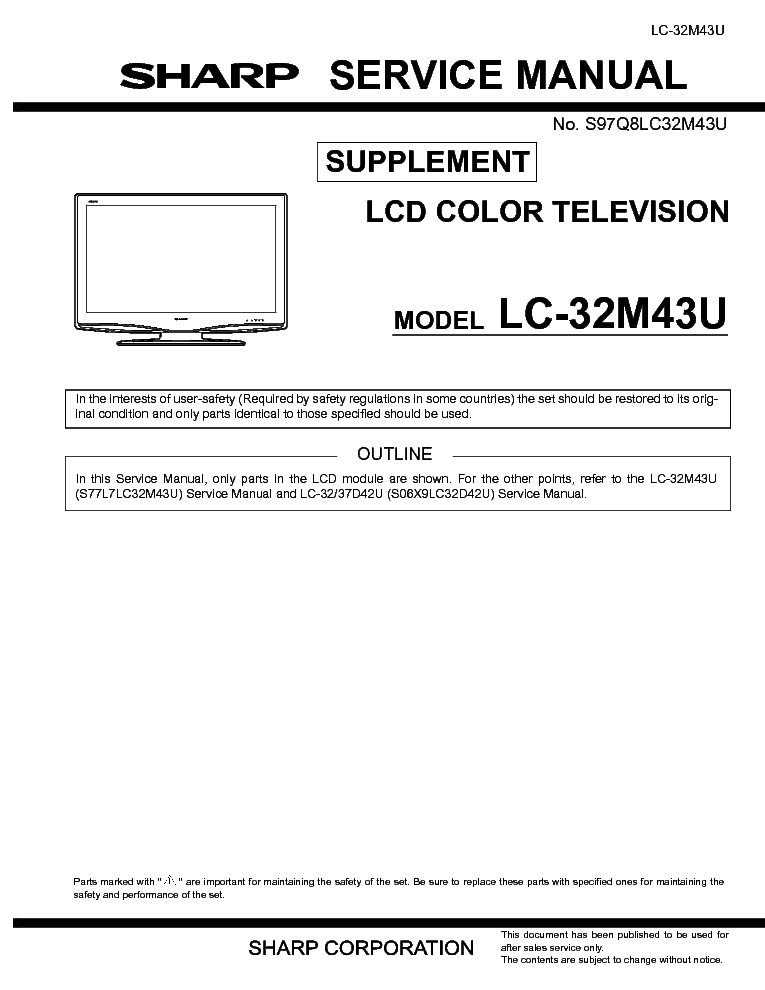 SHARP LC-32M43U SUPPLEMENT service manual (1st page)