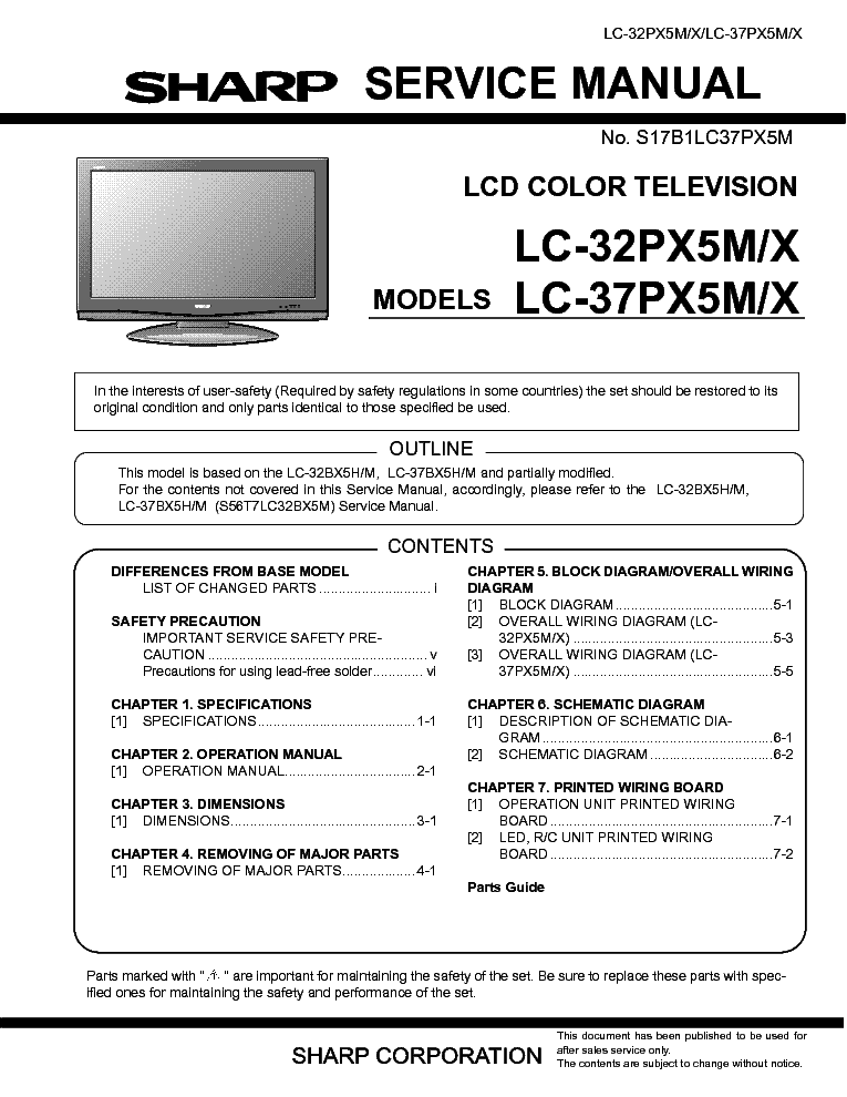 SHARP LC-32PX5M-X 37PX5M-X service manual (1st page)