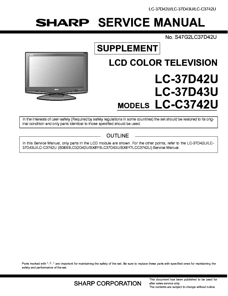 SHARP LC-37D42 D43U LCC3742U SUPPLEMENT service manual (1st page)