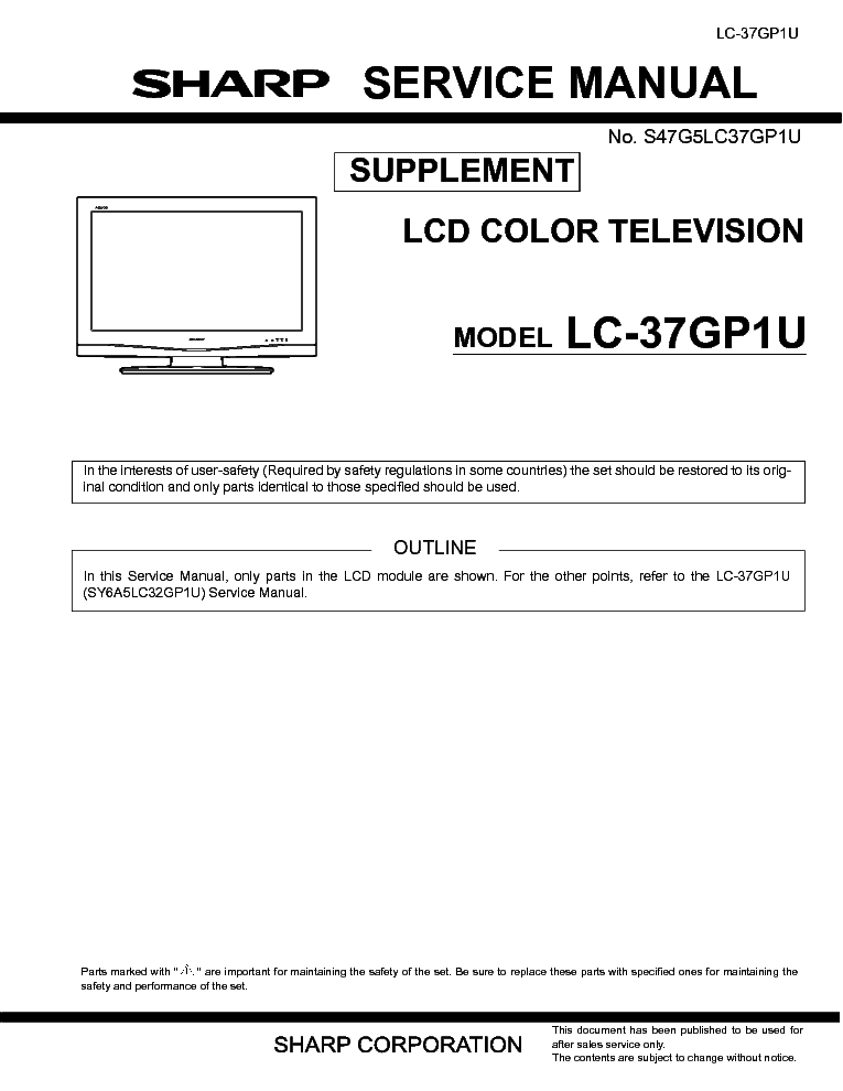 SHARP LC-37GP1U SUPP service manual (1st page)