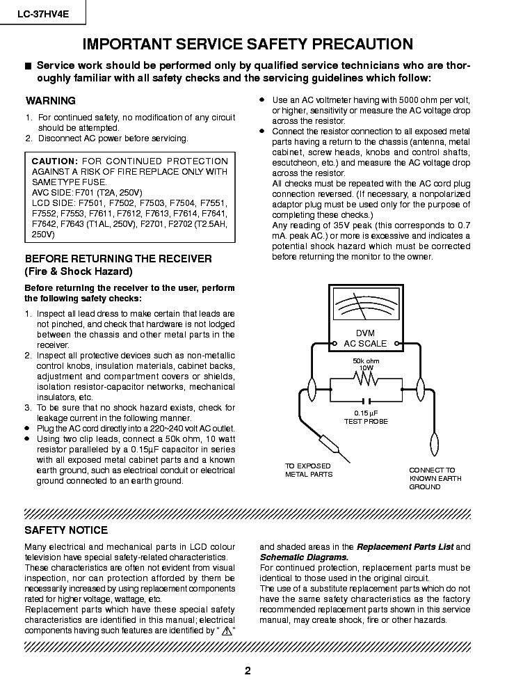 SHARP LC-37HV4E LCD SM service manual (2nd page)