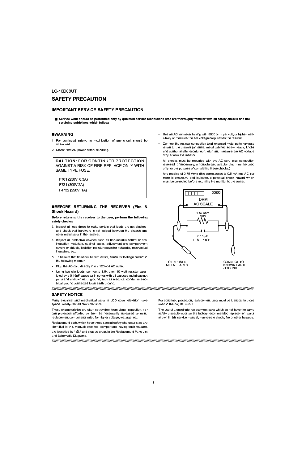 SHARP LC-40D68UT service manual (2nd page)