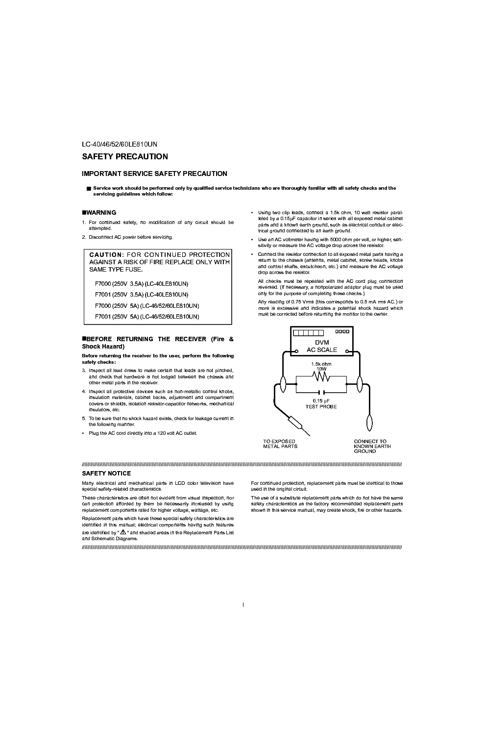 SHARP LC-40LE810UN LC-46LE810UN LC-52LE810UN LC-60LE810UN service manual (2nd page)
