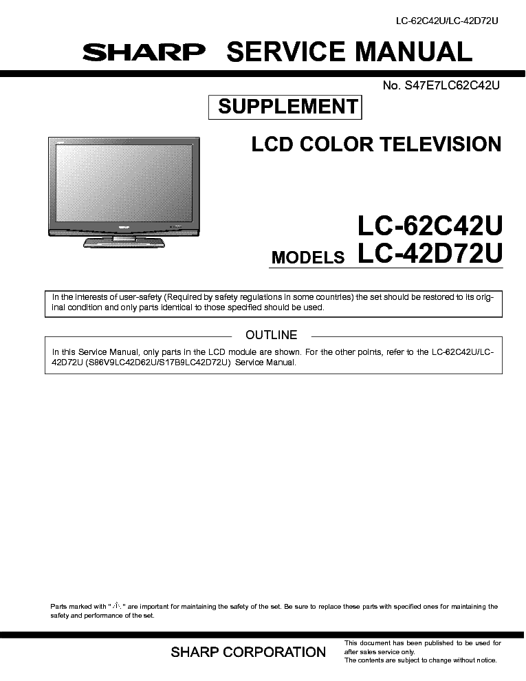 SHARP LC-42D72U LC-62C42U SUPP service manual (1st page)