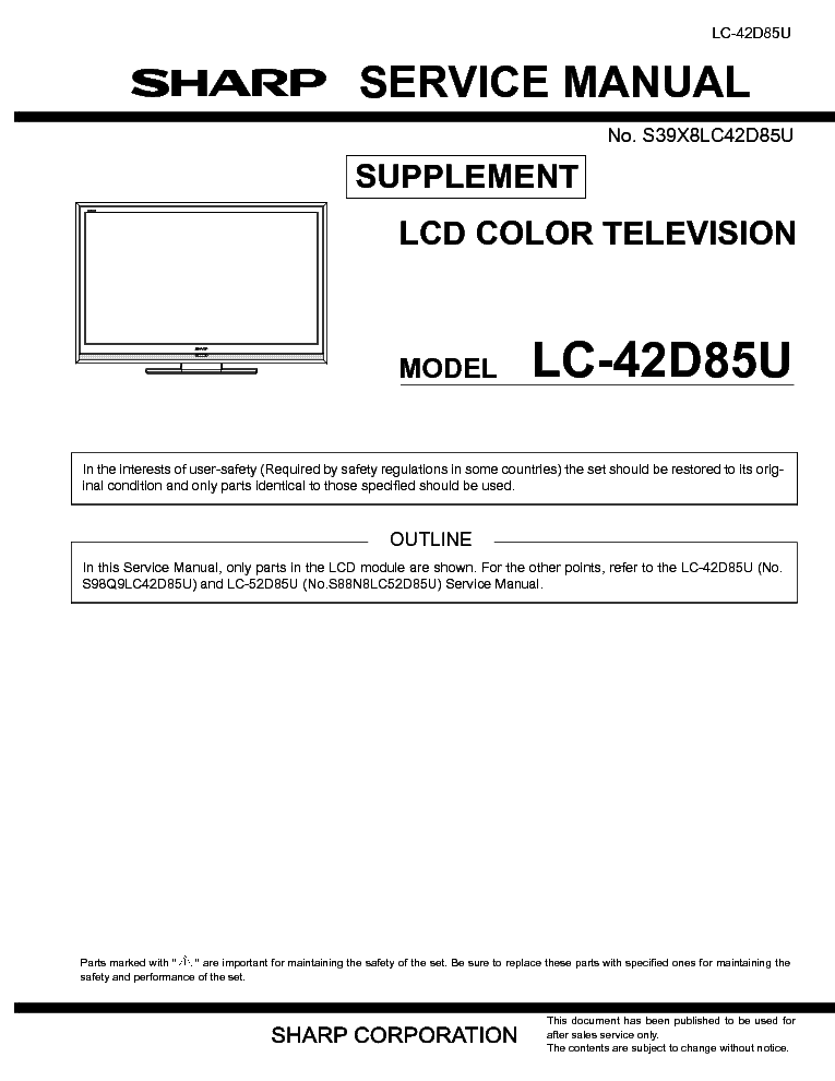 SHARP LC-42D85U SUPP service manual (1st page)